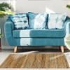 LR Home Hand-Woven Braided Jute Rug, 2x3, Tan/Blue view 1