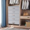 Crestlive Products Vertical Dresser Storage Tower - Sturdy Steel Frame, Wood Top, Easy Pull Fabric Bins - Wide Organizer Unit for Bedroom, Hallway, Entryway, Closets - 5 Drawers(Light Gray) view 2