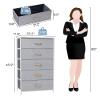 Crestlive Products Vertical Dresser Storage Tower - Sturdy Steel Frame, Wood Top, Easy Pull Fabric Bins - Wide Organizer Unit for Bedroom, Hallway, Entryway, Closets - 5 Drawers(Light Gray) view 3