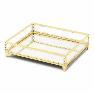 Zingz & Thingz Decorative Metal Jewelry Tray, Gold Motif, 12x3x10"
