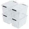 Farmoon 70 Quart Clear Storage Bin with Wheels, Large Plastic Lidded Container Box, 4 Packs view 1