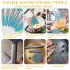 15 Pcs Silicone Cooking Utensils Kitchen Utensil Set - Umite Chef 446F Heat Resistant Stainless Steel Handles Kitchen Gadgets Tools Set for Nonstick Cookware(Blue) view 3