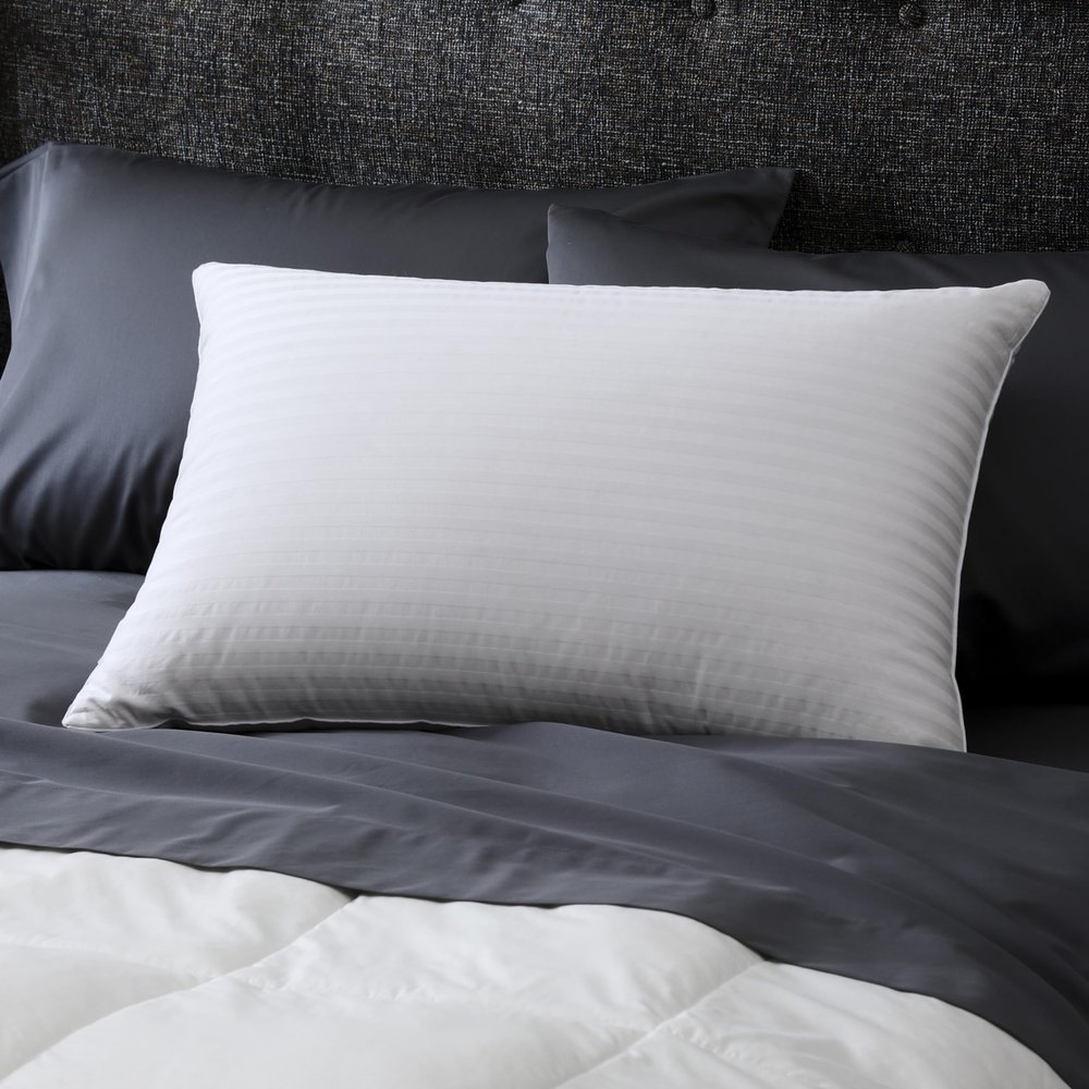 Cuddledown Dreamstead 600 Fill Power Pillow | European White Down | 100% Cotton Shell, Damask Stripe | Hypoallergenic | Handcrafted | Oeko-TEX & RDS Certified | 20" x 36" | King | Medium