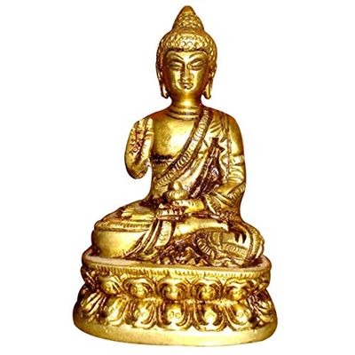 Aakrati Buddha Sitting on Lotus - Brass Made Metal Craft for Gift and Decorative use