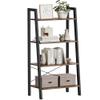 VASAGLE Ladder Shelf, 4-Tier Bookshelf, Storage Rack, Bookcase with Steel Frame, for Living Room, Home Office, Kitchen, Bedroom, Industrial Style, Hazelnut Brown and Ink Black ULLS044B03 view 1