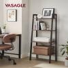 VASAGLE Ladder Shelf, 4-Tier Bookshelf, Storage Rack, Bookcase with Steel Frame, for Living Room, Home Office, Kitchen, Bedroom, Industrial Style, Hazelnut Brown and Ink Black ULLS044B03 view 2