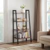 VASAGLE Ladder Shelf, 4-Tier Bookshelf, Storage Rack, Bookcase with Steel Frame, for Living Room, Home Office, Kitchen, Bedroom, Industrial Style, Hazelnut Brown and Ink Black ULLS044B03 view 4