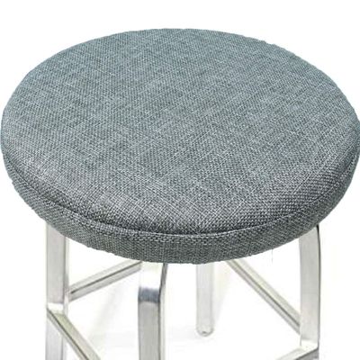 ALoveTree Round Stool Covers Breathable Linen Padding Cushion Round Stool Seat Cover with Elastic Protectors Diam 13"(Thk 0.8") Deep Gray