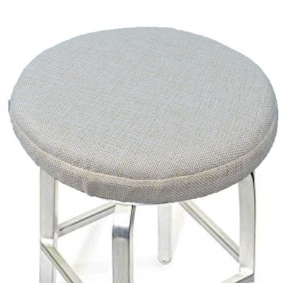 ALoveTree Round Stool Covers Breathable Linen Padding Cushion Round Stool Seat Cover with Elastic Protectors Diam 12"(Thk 2") Ivory White