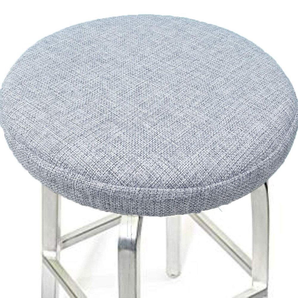 ALoveTree Round Stool Covers Breathable Linen Padding Cushion Round Stool Seat Cover with Elastic Protectors Diam 14"(Thk 0.8") Lime