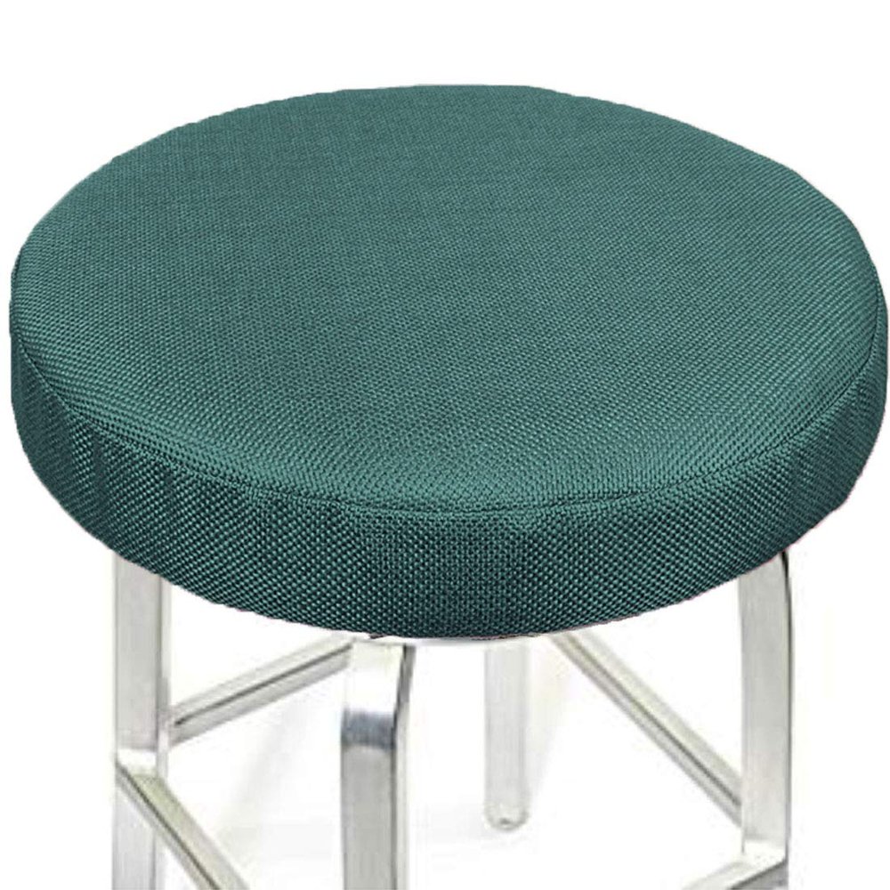 ALoveTree Round Stool Covers Breathable Linen Padding Cushion Round Stool Seat Cover with Elastic Protectors Diam 14"(Thk 0.4") Retro Green