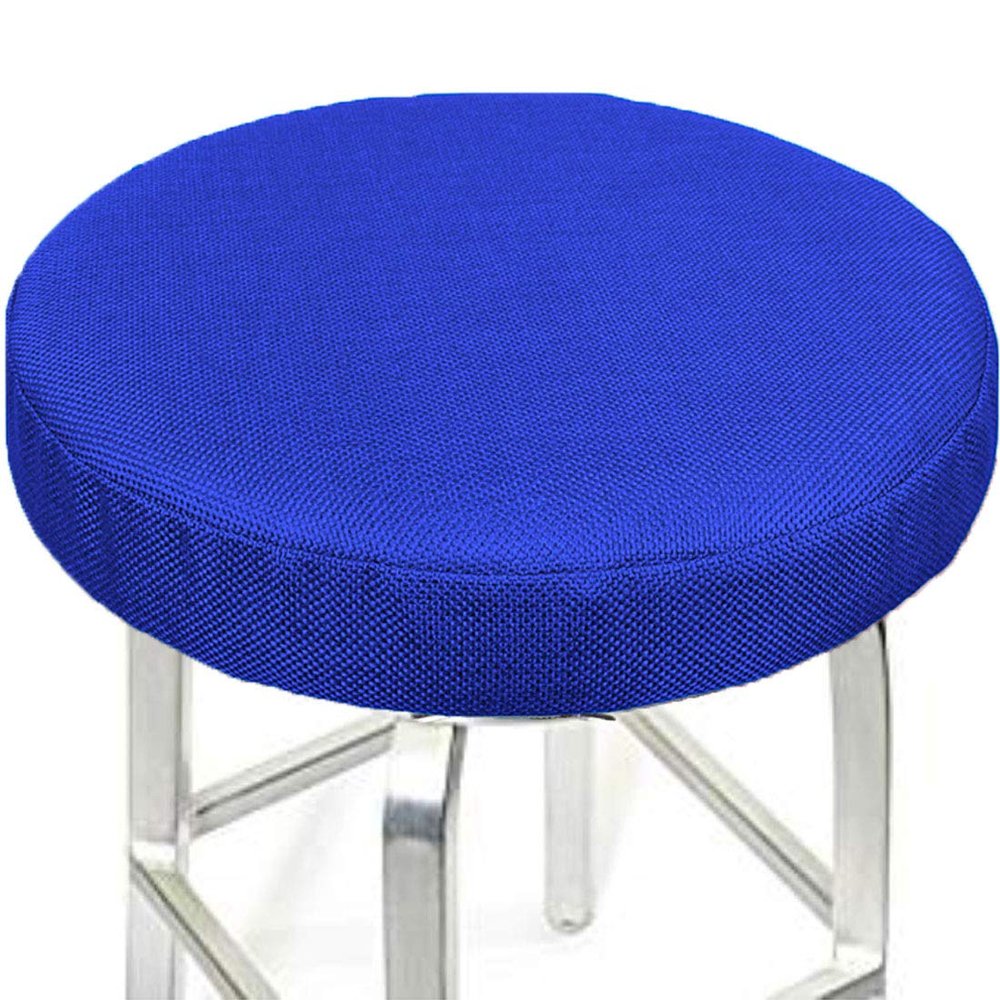 ALoveTree Round Stool Covers Breathable Linen Padding Cushion Round Stool Seat Cover with Elastic Protectors Diam 13"(Thk 0.4") Azure Blue