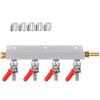 MRbrew Gas Manifold, CO2 Gas Distributor, 5/16'' Barb Fitting Beer Kegerator Splitter, 4-Way Air Distributor with Integrated Check Valves & Hose Clamps view 1