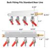 MRbrew Gas Manifold, CO2 Gas Distributor, 5/16'' Barb Fitting Beer Kegerator Splitter, 4-Way Air Distributor with Integrated Check Valves & Hose Clamps view 4