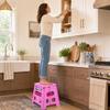 ACKO Folding Step Stool - 13 inch Height Premium Heavy Duty Foldable Stool for Kids and Adults, Kitchen Garden Bathroom Stepping Stool (Pink) view 2