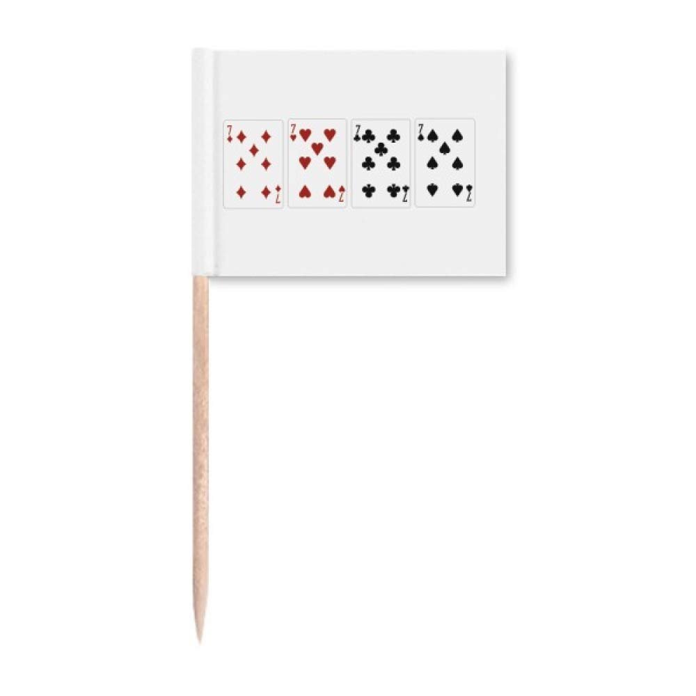 7 Heart Spade Diamond Club Pattern Toothpick Flags Marker Topper Party Decoration