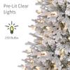Puleo International 7.5ft Pre-Lit Potted Flocked Arctic Fir Pencil Christmas Tree with 230 Warm White Lights, 1943 Realistic Dense Snow Flocked Branch Tips, Easy Setup Artificial Trees, Sturdy Stand view 4
