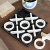 MY SWANKY HOME Rustic 10 Piece Painted Wood Tic Tac Toe Game Family Tabletop Set Black Tray view 2