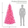 Puleo International 6.5ft Pre-Lit Fashion Pink Pine Artificial Christmas Tree with 300 Clear Lights, 836 Realistic Dense Branch Tips, Easy Setup Artificial Trees with Sturdy Metal Stand view 3