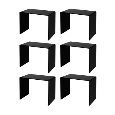 Marketing Holders 6 Pack Acrylic Riser Display Stand Black Plexiglass 10.5 Inch Wide x 6 Inch Deep Rectangular Retail Showcase Countertop Platform Lifter for Products and Merchandise