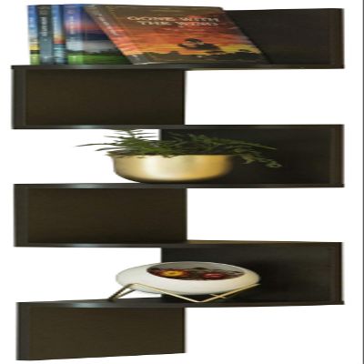 Basicwise 5 Tier Wall Mount Corner Shelf, Black (QI003554.BK)