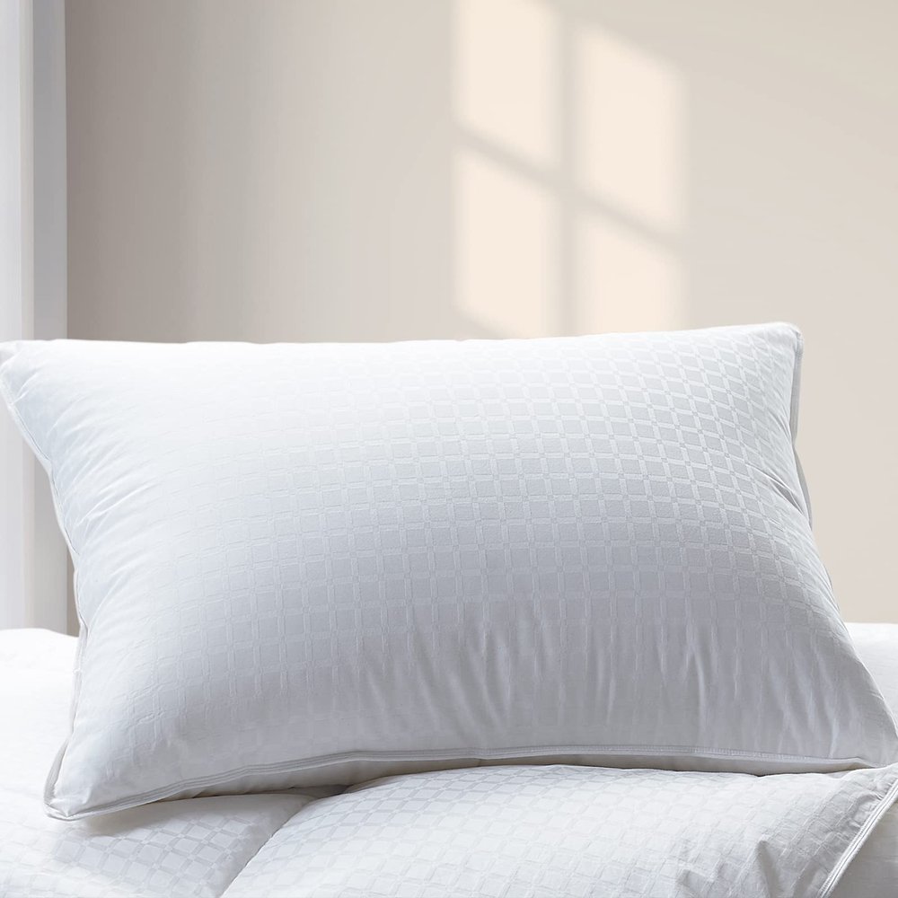 Cuddledown Dreamstead 700 Fill Power Pillow | European White Goose Down | 100% Cotton Shell, Windowpane Weave | Hypoallergenic | Handcrafted | Oeko-TEX & RDS Certified | 20" x 26" | Standard | Soft