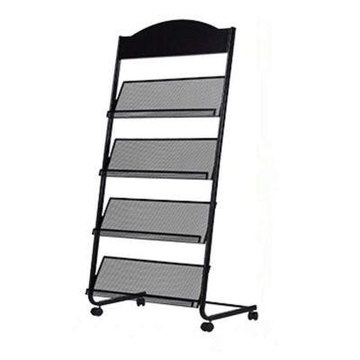 Iron Simple Floor-Standing Magazine Display Rack - Black