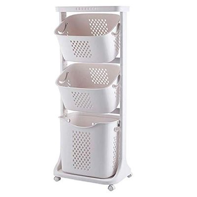 bretoes Manskskim Bathroom Laundry Basket 3 Layer Clothes Storage Basket Household Kitchen Shelf Fruit Stand Bathroom Simple Storage Shelf with Wheels