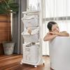 bretoes Manskskim Bathroom Laundry Basket 3 Layer Clothes Storage Basket Household Kitchen Shelf Fruit Stand Bathroom Simple Storage Shelf with Wheels view 4