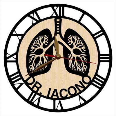monastar Pulmonology Lungs Wall Clock | Choose Size, Personalized | Pulmonologist Doctor Gift, Hospital Wall Art Dcor, Medicine Wooden Big Clock