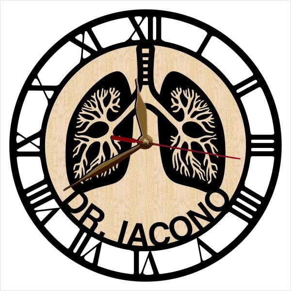 monastar Pulmonology Lungs Wall Clock | Choose Size, Personalized | Pulmonologist Doctor Gift, Hospital Wall Art Dcor, Medicine Wooden Big Clock