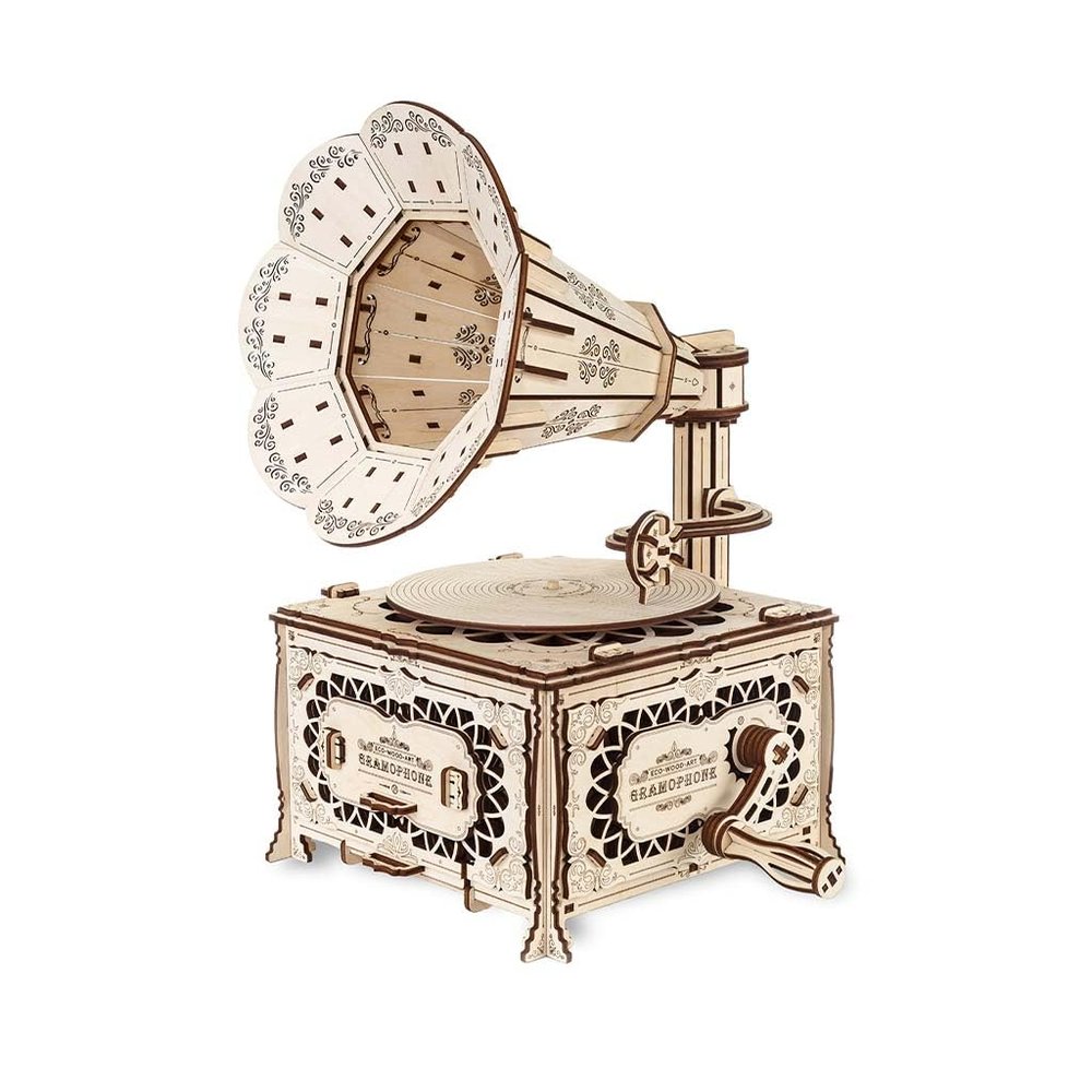 EWA Eco-Wood-Art Gramophone 3D Wooden Puzzle, 321 Pieces, 16.02 x 10.79 Inches, Wood