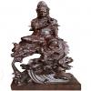 12" Natural Ebony Black Wood Carving Kwan Yin Goddess Dragon Fish Statue view 1