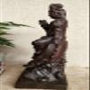 12" Natural Ebony Black Wood Carving Kwan Yin Goddess Dragon Fish Statue view 3