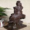 12" Natural Ebony Black Wood Carving Kwan Yin Goddess Dragon Fish Statue view 4