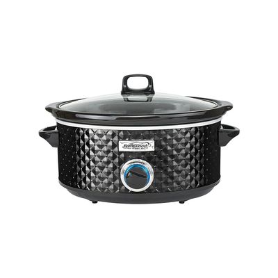 Brentwood SC-136BK 190W 3.5 Quart Adjustable Temperature Dishwasher Safe Kitchen Slow Cooker Pot with Clear Glass Lid, Diamond Black