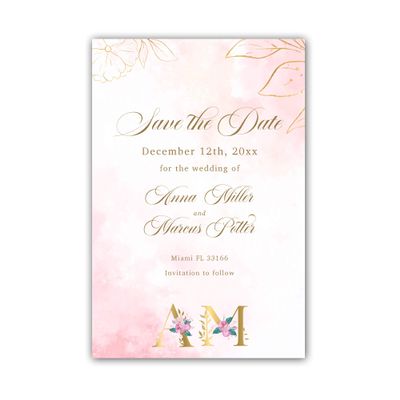 30 save the dates wedding watercolor letter blush pink gold photo paper