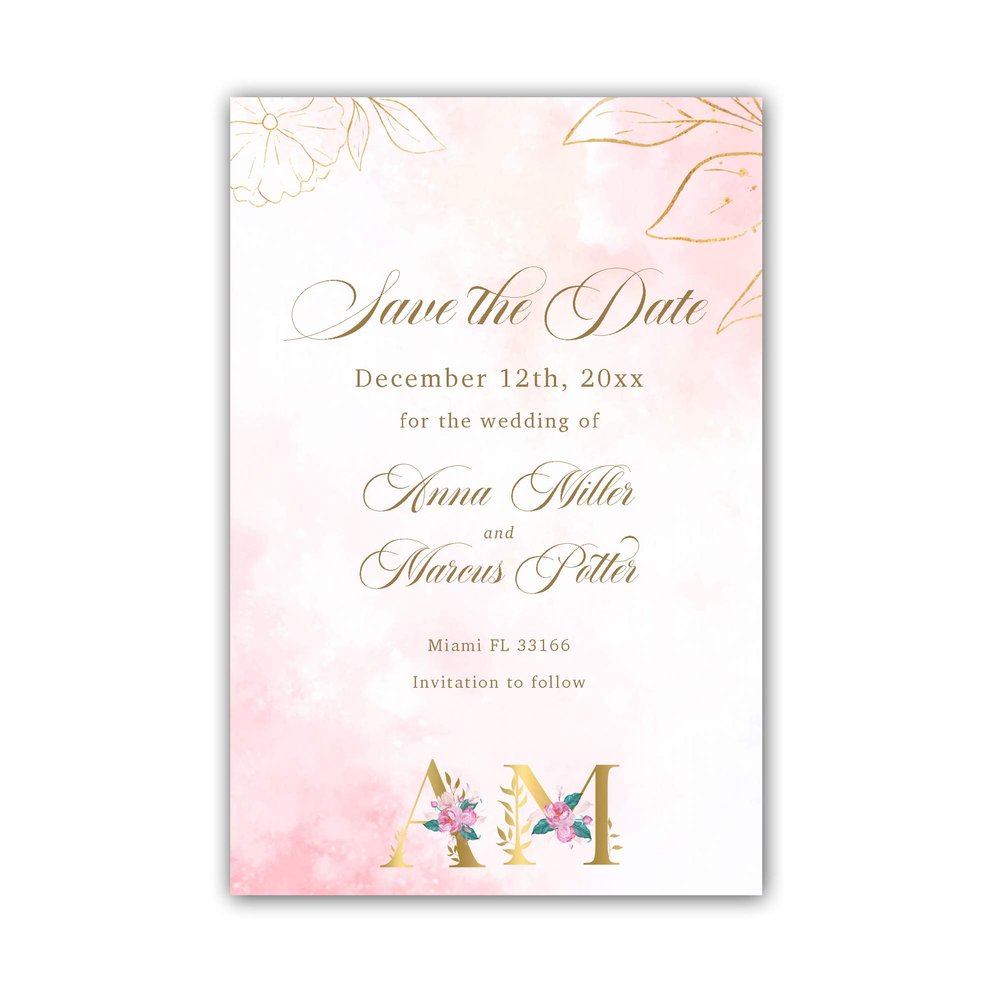 30 save the dates wedding watercolor letter blush pink gold photo paper