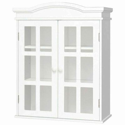 Thaweesuk Shop MDF Acrylic White Wall Mount Bathroom Storage Medicine Cabinet Vanity Double Glass Door Bath 21" x 9" x 26.5" (L x W x H) of Set
