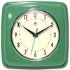 Infinity Instruments Square Silent Retro 9 inch Mid Century Modern Kitchen Diner Retro Wall Clock Quartz Sweep Movement (Green) view 1