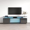 Eva K TV Stand with Matte Glossy Finish - Modern High Gloss Console with Storage Cabinets and LED Lights - Up to 80" - Grey view 1