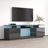 Eva K TV Stand with Matte Glossy Finish - Modern High Gloss Console with Storage Cabinets and LED Lights - Up to 80" - Grey view 2