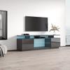 Eva K TV Stand with Matte Glossy Finish - Modern High Gloss Console with Storage Cabinets and LED Lights - Up to 80" - Grey view 3