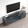 Eva K TV Stand with Matte Glossy Finish - Modern High Gloss Console with Storage Cabinets and LED Lights - Up to 80" - Grey view 4