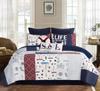 C&F Home Boomer 2-Piece Nautical Red White and Blue Twin Lightweight Quilt Set Sham Bedding Set Twin 2 Piece Set Blue view 2