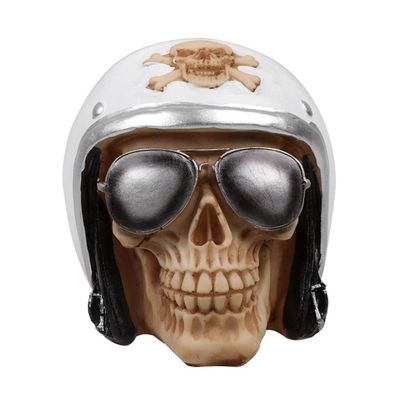 JNKET Resin Skull Head Figurine Realistic Human Skull Horrible Skeleton Head Halloween Skull Resin Craft Ornament for Home Decoration