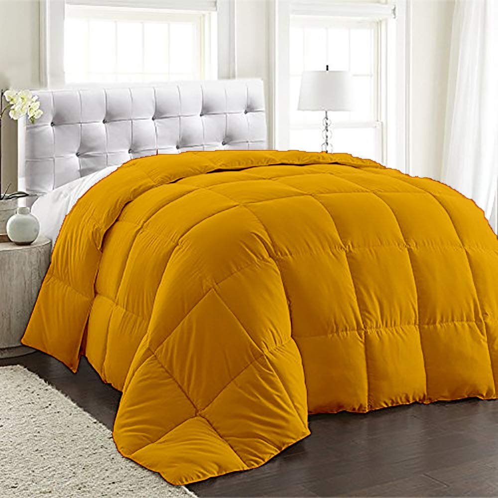 BedDecor 200 GSM Down Alternative Super Soft Premium Quality Microfiber Filling Comforter 600TC Solid 100% Egyptian Cotton (Gold,Twin)