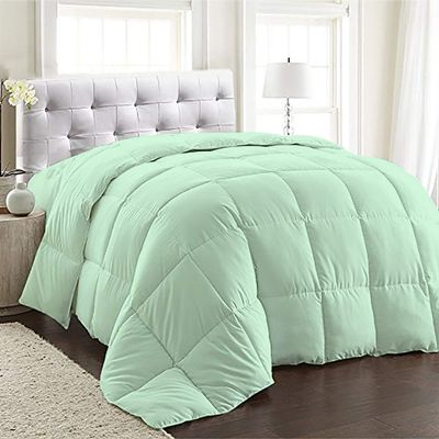 BedDecor 400 GSM Down Alternative Super Soft Premium Quality Microfiber Filling Comforter 600TC Solid 100% Egyptian Cotton (Aqua Blue,Full)