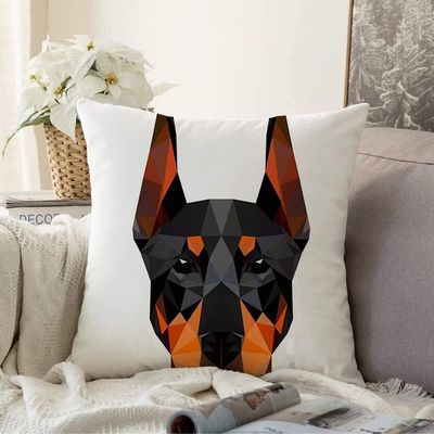 Decorative Pillow Soft Cover Sign Cute Style Low Black Poly Triangular Print Triangle Dog Emblem Doberman Face Animals Wildlife Throw Pillow Covers Case for Couch Bed Sofa 18x18 Inch