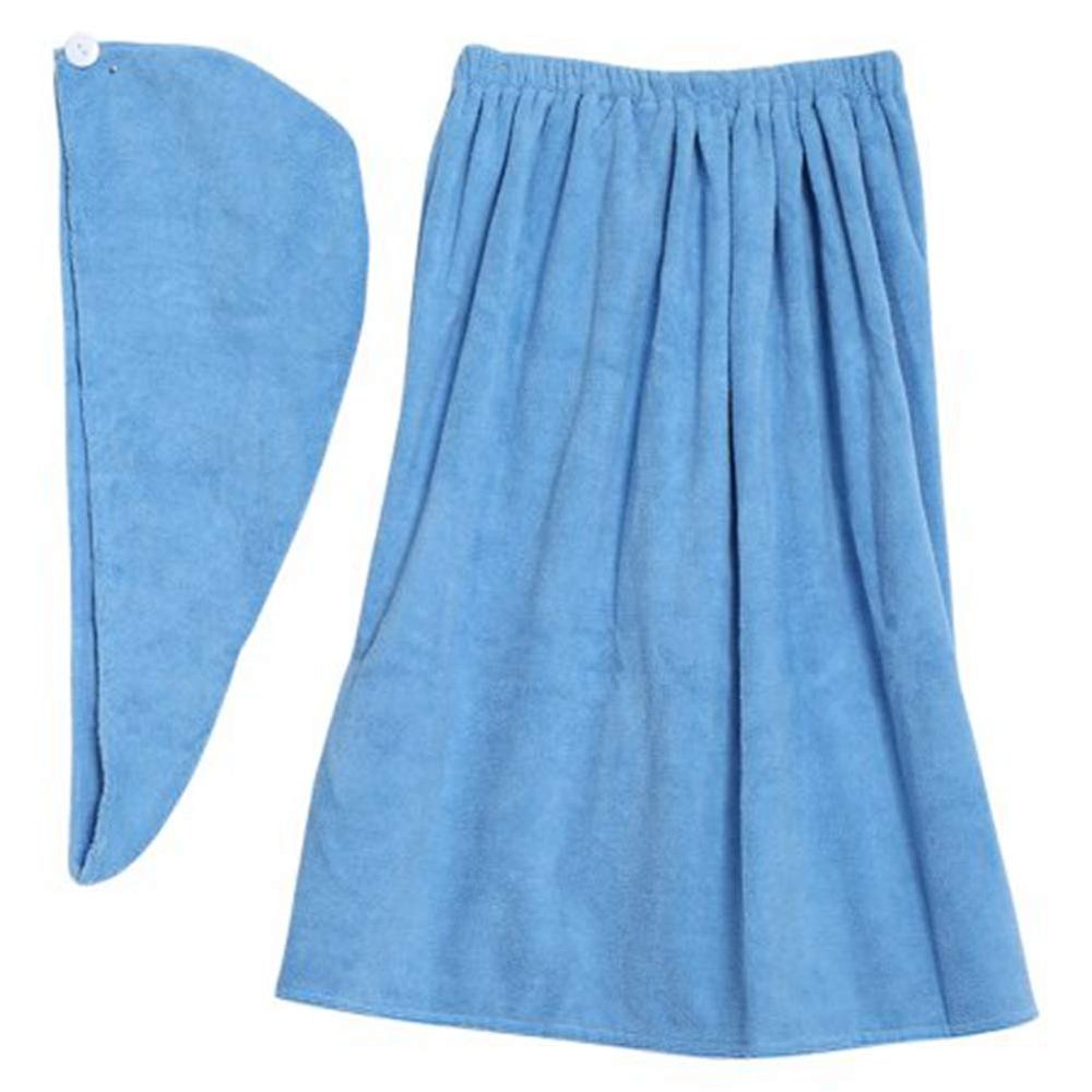 Adjustable Closure Bathrobe, Bath Towel Wrap Set, Soft Microfiber Women Body Wrap Set Spa Towel Bathrobe Shower Skirt with Fast Dry Hair Drying for Gym Spa Sauna Steam Room Locker